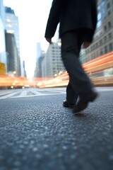 Poster - Business professional walking in city capturing motion and urban lifestyle : Generative AI