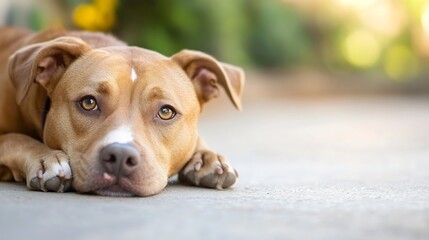 Poster - Adorable Brown Dog Relaxing and Wondering Looking into the Camera : Generative AI
