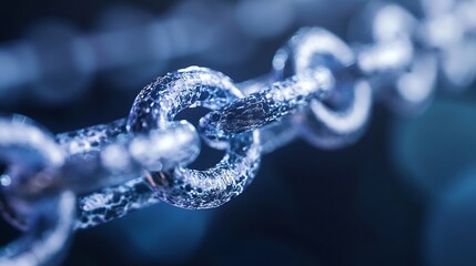 Poster - Close-Up of a Strong Metal Chain with Textured Links Against a Defocused Background : Generative AI