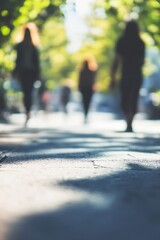 Poster - Abstract Silhouettes of People Walking on Soft Focus Sunlit Pavement : Generative AI