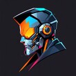 © SetCartoon - Cyberpunk Robot Profile: Neon Hues and Geometric Design