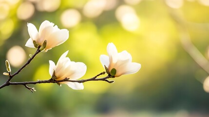 Wall Mural - Delicate Blossoms on a Branch with a Soft Blurred Background for Nature and Spring Themed Projects : Generative AI