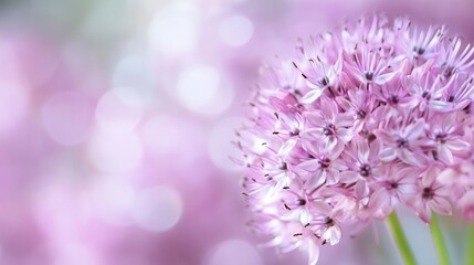 Poster - Lovely pink allium flowers with blurred background creating a dreamy atmosphere : Generative AI