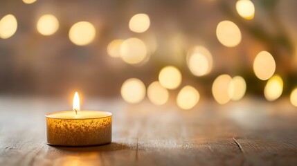 Poster - Beautifully Lit Candle Against a Soft Focus Background Creating a Cozy Atmosphere with Warm Light : Generative AI