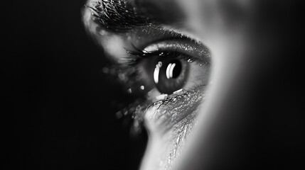 Poster - Intimate Close-Up of a Human Eye with Reflective Surface and Detailed Texture : Generative AI