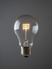 Poster - Vintage Glass Light Bulb Glowing Brightly on Dark Background : Generative AI