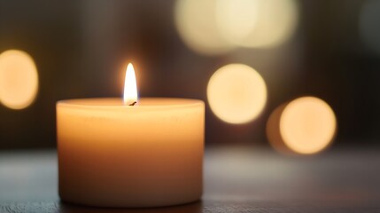 Canvas Print - Warm and cozy candlelight creating a serene atmosphere in a softly blurred background : Generative AI