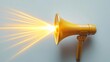 © Anan - Business Leadership and Team Management Success Goal Bright yellow megaphone projecting sound waves.