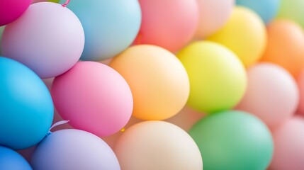 Poster - Colorful Collection of Pastel Colored Balloons on Celebration Background : Generative AI