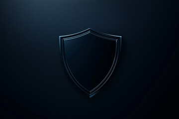 Poster - minimalist shield watermark on dark gradient background, deep navy to black, ethereal glow, corporate aesthetic, subtle design, centered composition