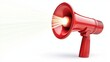 © Anan - Business Leadership and Team Management Success Goal Red megaphone projecting sound and light effect.