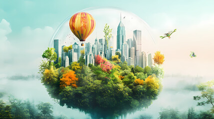 Wall Mural - serene green cityscape