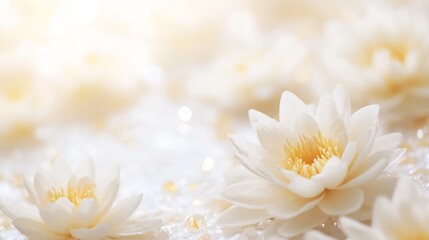 Aufkleber - Delicate White Water Lilies Floating Gracefully on Serene Water Surface : Generative AI