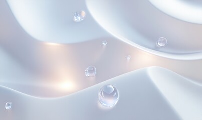 Aufkleber - Abstract light blue waves with spheres; background for cosmetics or skincare