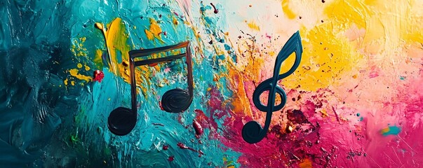 Aufkleber - Vibrant musical notes adorn a canvas, symbolizing fun and artistic expression