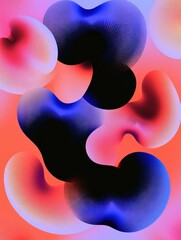 Canvas Print - Abstract colorful digital art featuring fluid shapes in vibrant gradients of blue, purple, and coral pink, creating a modern and dynamic visual experience