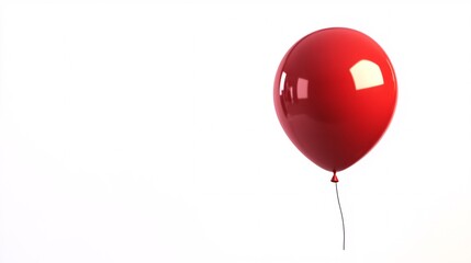Poster - Solitary red balloon drifts against a white backdrop