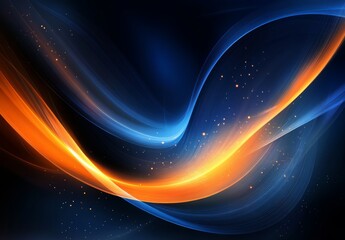 Wall Mural - Abstract swirling waves of light, dark background, glowing particles