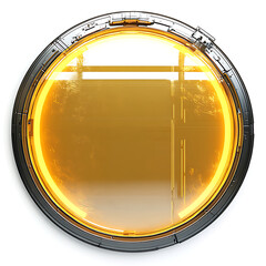 Wall Mural - Glowing Orange Circle Frame Futuristic Technology Interface