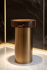 Aufkleber - Round marble and gold tabletop in a modern luxurious interior