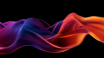 Poster - Abstract Colorful Flowing Waves on Black Background