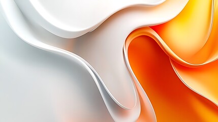 Poster - Abstract Orange and White Swirls: A Digital Art Piece