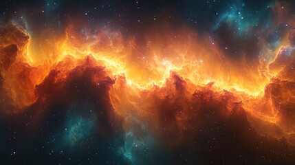 fiery nebula cosmic space background, galaxy art
