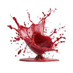 Aufkleber - Red liquid splashing dynamically on a black background creating an abstract visual effect on white background , cut out.