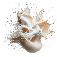 Aufkleber - Splash of milk on a black background creating dynamic liquid shapes and textures for visual interest on white background , cut out.