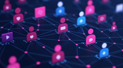 Poster - social media platforms competing for user engagement digital environment graphic visualization inter