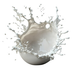 Aufkleber - Liquid splash spilling out of a white bowl on a white background creating dynamic motion effect isolated on a white background,