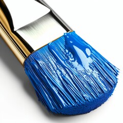 Poster - A single vibrant brushstroke of blue paint appears against a clean white background emphasizing the contrast and the texture of the paint.