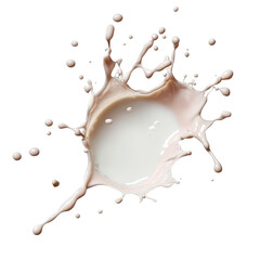 Aufkleber - Milk splash captured on a black background creating a dynamic and artistic visual effect isolated on a white background,