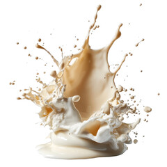 Aufkleber - A splash of milk creating dynamic shapes against a dark background in a high-speed photography shot isolated on a white background,