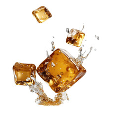 Aufkleber - Ice cubes splashing in water on a black background with dynamic movement and fluidity isolated on a white background,