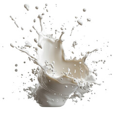 Aufkleber - White liquid splashing dynamically on a black background creating interesting shapes and textures isolated on a white background,