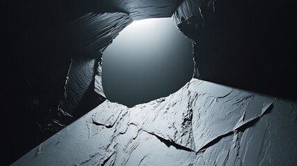 Poster - Dark cave opening, light, stone. Background design