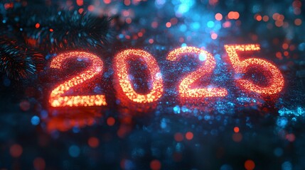 Aufkleber - 2025 sparkling red particles new year countdown background