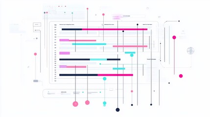 Aufkleber - Abstract data visualization with lines, bars, circles and a white background forming a unique chart