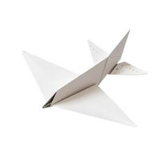 Poster - White origami paper bird on a black background in a minimalist artistic composition isolated on a white background,