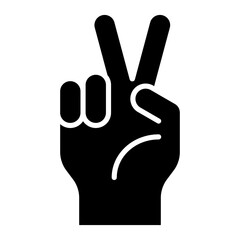 Wall Mural - Two fingers hand gesture, peace hand sign glyph solid icon