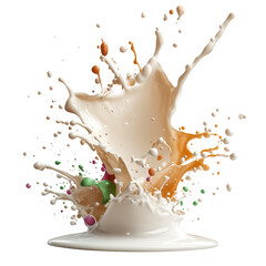 Aufkleber - Splash of milk on a black background creating abstract liquid art design isolated on a white background,