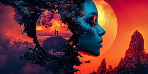 Wall Mural - Surreal Abstract Illustrations with Futuristic Themes