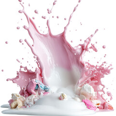 Aufkleber - Pink paint splash on a clean white surface creating an artistic and colorful abstract background isolated on a white background,