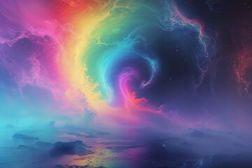 Wall Mural - Ethereal Misty Surreal Gradient Canvas with Vibrant Multicolor Texture and Cosmic Haze