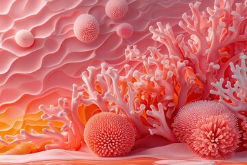 Wall Mural - Coral Gradient Abstract Field with Textured Playful Ambiance Conveying Cheerfulness and Vitality