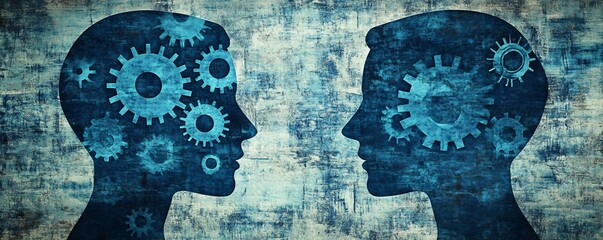 Poster - Two business people sharing ideas thinking about business concept