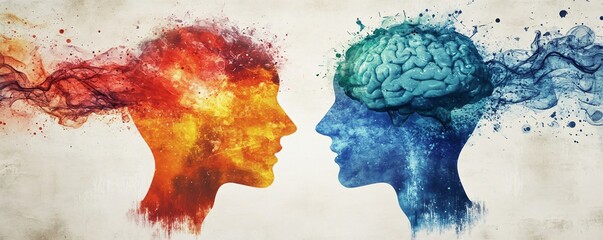 Poster - Two sides of human mind showing emotional and rational thinking