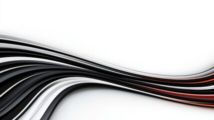 Poster - Elegant Curves of Black and White with a Hint of Red in Motion