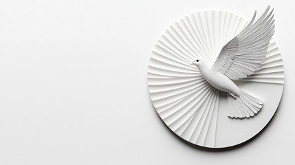 Poster - Elegant White Bird on Decorative Circle Background in Minimalist Style